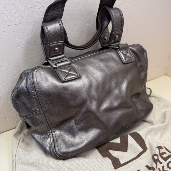 MICHAEL Michael Kors Gunmetal Ranger Leather Satchel Y2K - Picture 5 of 9